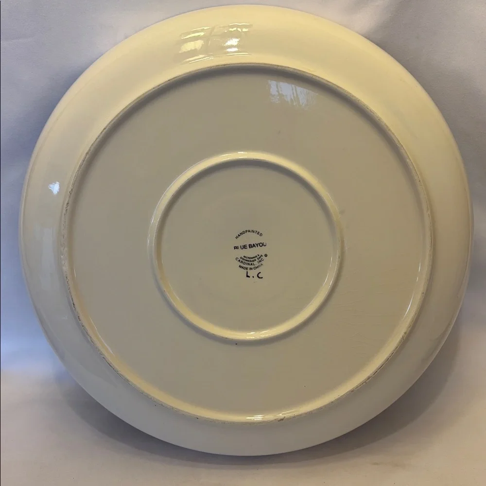 NEW VINTAGE 90’sCARDINAL BLUE BAYOU HANDPAINTED SERVING TRAY WITH SALSA/DIP BOWL - Picture 7 of 11